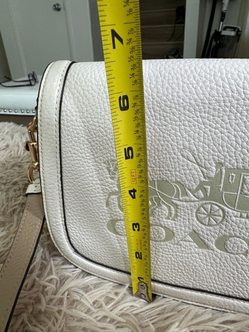 Coach White authentic Pebbled Leather Logo Saddle Crossbody - Picture 15 of 15